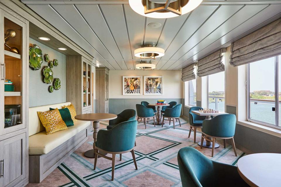 A lounge area on board an American Cruise Lines ship