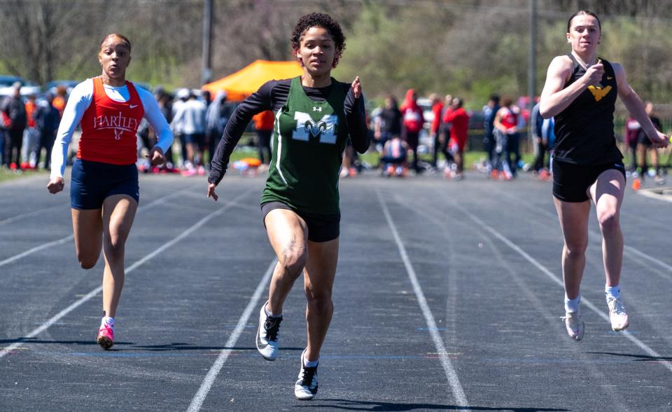 Madison's Nevaeh Lewis won the 100-meter dash with a school record time at the 91st Mehock Relays on Saturday.