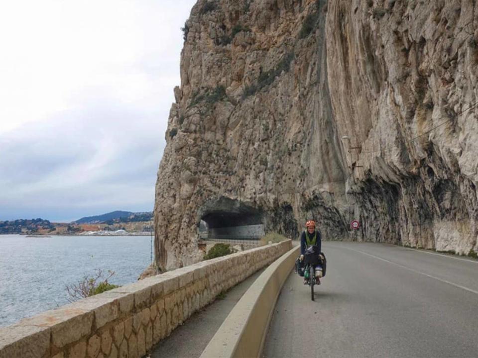 Cycling through the impressive roads and tunnels along the eastern edge of France’s Mediterranean coast. ‘ And yet hidden within these mountains and cliffs are hundreds of the biggest, fanciest, and (in my opinion) ugliest mansions on the planet’ (Simply Cycling)