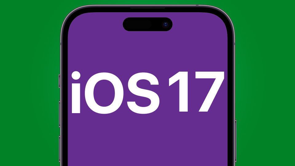 iOS 17 in front of an iPhone 14 Pro