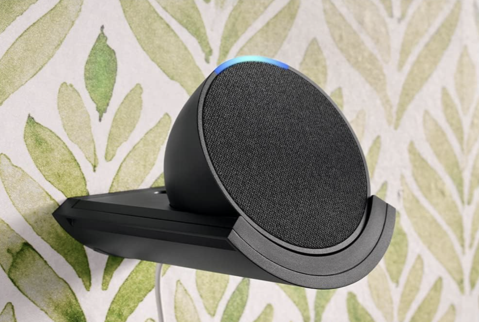 the Amazon Echo Pop on a wall mount