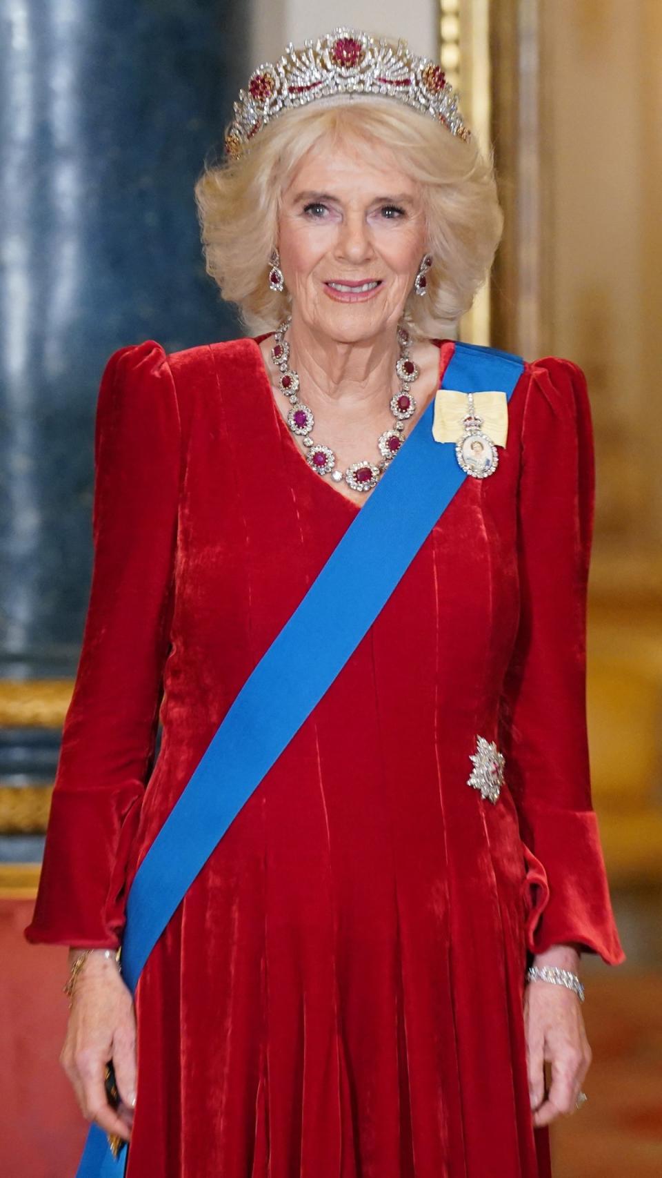 Her first time wearing the Burmese Ruby Tiara