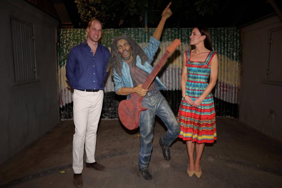 Kate Middleton and Prince arrive at the Trench Town Culture Yard Museum during the Platinum Jubilee Royal Tour of the Caribbean in Jamaica on March 22, 2022. - Credit: Mirrorpix / MEGA