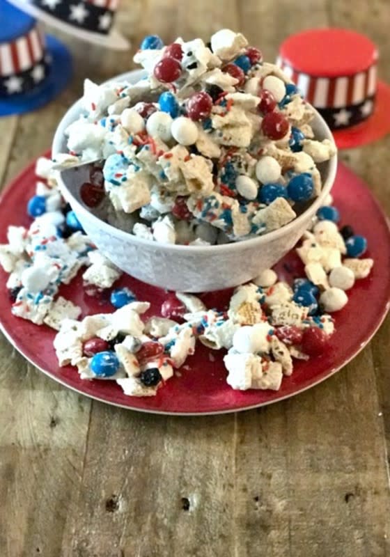 <p>Pam's Daily Dish</p><p>Want a fun party mix that everyone will love? Well, here it is. You can put this patriotic party mix together in no time at all. </p><p><strong>Get the recipe: <a href="https://pamsdailydish.com/red-white-blue-patriotic-party-mix/" rel="nofollow noopener" target="_blank" data-ylk="slk:Red, White & Blue Patriotic Party Mix;elm:context_link;itc:0;sec:content-canvas" class="link ">Red, White & Blue Patriotic Party Mix</a></strong></p>