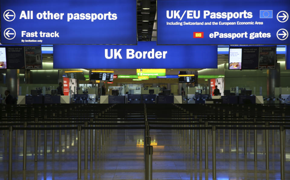 UK Border control is seen in Terminal 2 at Heathrow Airport in London June 4, 2014.  REUTERS/Neil Hall 