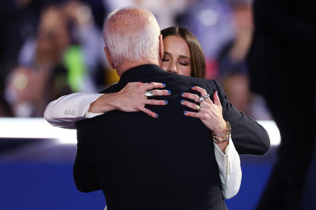 <p>Win McNamee/Getty</p> Ashley Biden hugs her father, President Joe Biden, at the DNC on Aug. 19, 2024