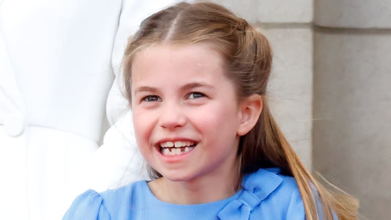 Princess Charlotte watches a flypast