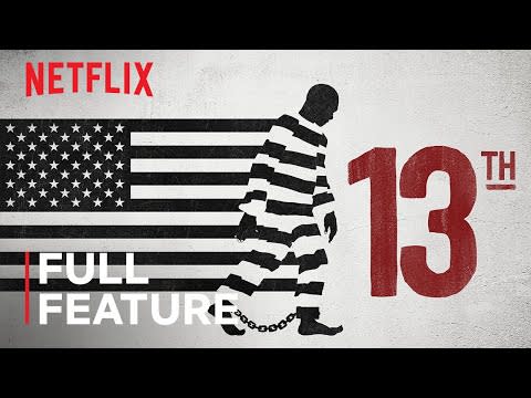 <p><em>The 13th</em>, a Netflix documentary by Ava DuVernay, is an incredible look at how race and the justice system interact with the crippling mass incarceration problem in America. While likening the system to American slavery, DuVernay’s film skewers the prison industrial complex and sheds a light on the for-profit systems that have deeply corrupted correctional facilities across the United States. The film is celebrated among critics, having nabbed a Best Documentary nomination at the Academy Awards, and an Emmy win, to boot.</p><p><a class="link " href="https://www.youtube.com/watch?v=krfcq5pF8u8&feature=emb_title" rel="nofollow noopener" target="_blank" data-ylk="slk:Watch Now;elm:context_link;itc:0;sec:content-canvas">Watch Now</a></p><p><a href="https://www.youtube.com/watch?v=krfcq5pF8u8" rel="nofollow noopener" target="_blank" data-ylk="slk:See the original post on Youtube;elm:context_link;itc:0;sec:content-canvas" class="link ">See the original post on Youtube</a></p>