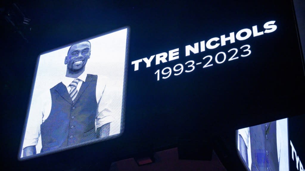 The screen at the Smoothie King Center in New Orleans honors Tyre Nichols before an NBA basketball game between the New Orleans Pelicans and the Washington Wizards. Despite emotional pleas from Nichols’ family, legislation designed to undo police traffic stop reforms set in place after his fatal beating by Memphis Police officers last year is now headed to Republican Tennessee Gov. Bill Lee’s desk. (Photo: Matthew Hinton/AP, File)