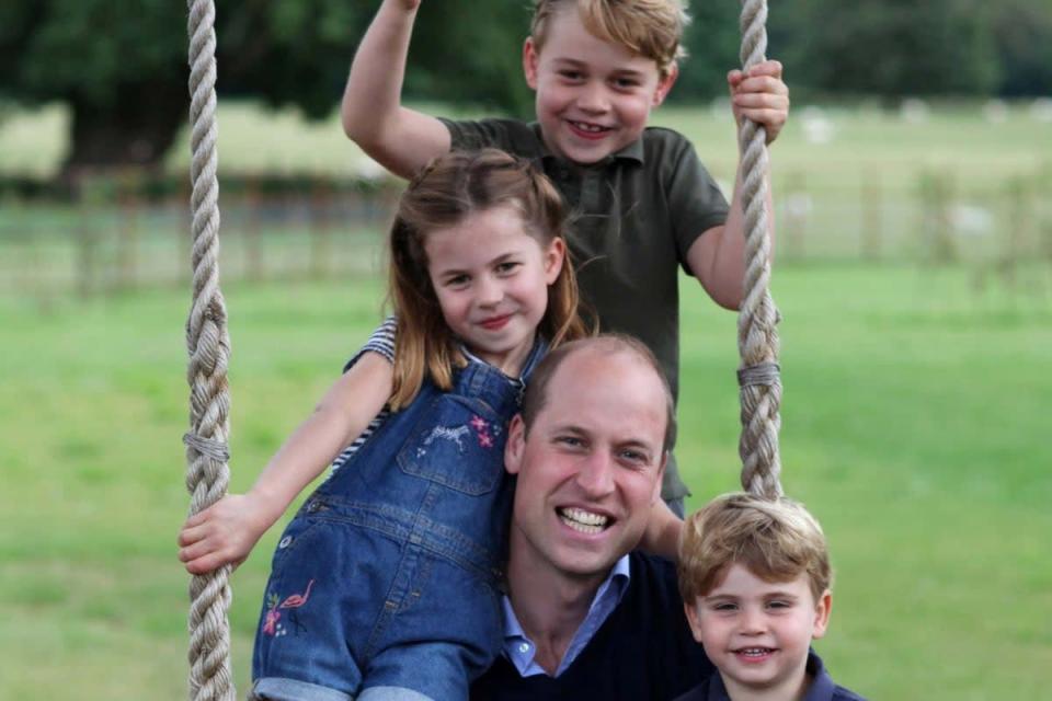 Prince William, Duke of Cambridge, Prince George, Princess Charlotte and Prince Louis, in Norfolk, (HRH The Duchess of Cambridge)