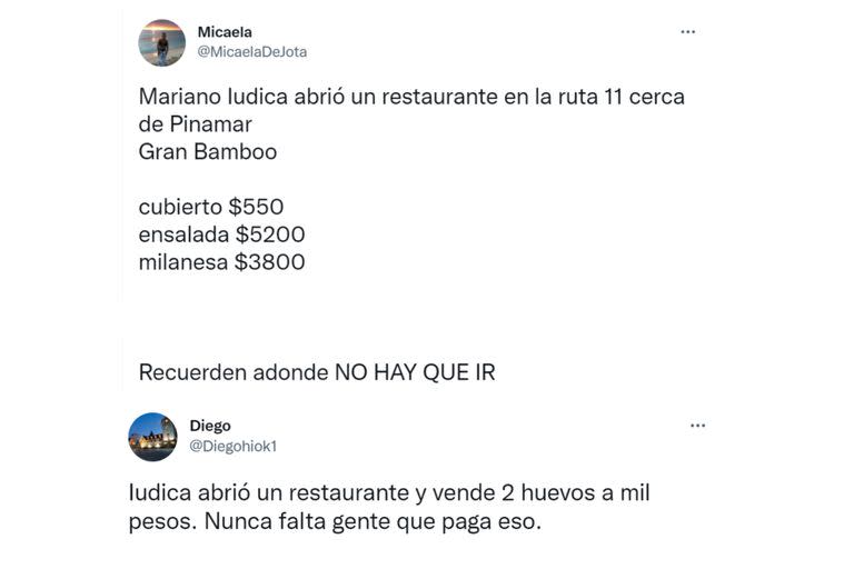 Algunas de las críticas que recibió el restaurante de Mariano Iúdica por los precios