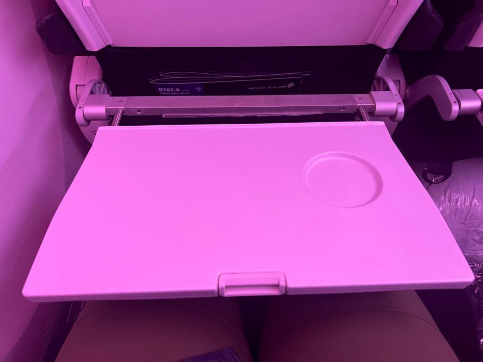 Tray table folded out.