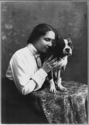 <p>Library of Congress</p> Helen Keller and Phiz, Boston, 1902