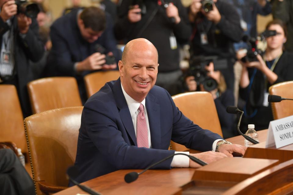 Gordon Sondland, U.S. ambassador to the European Union, during a break in his testimony to the House Intelligence Committee in Washington, D.C., in November 2019.