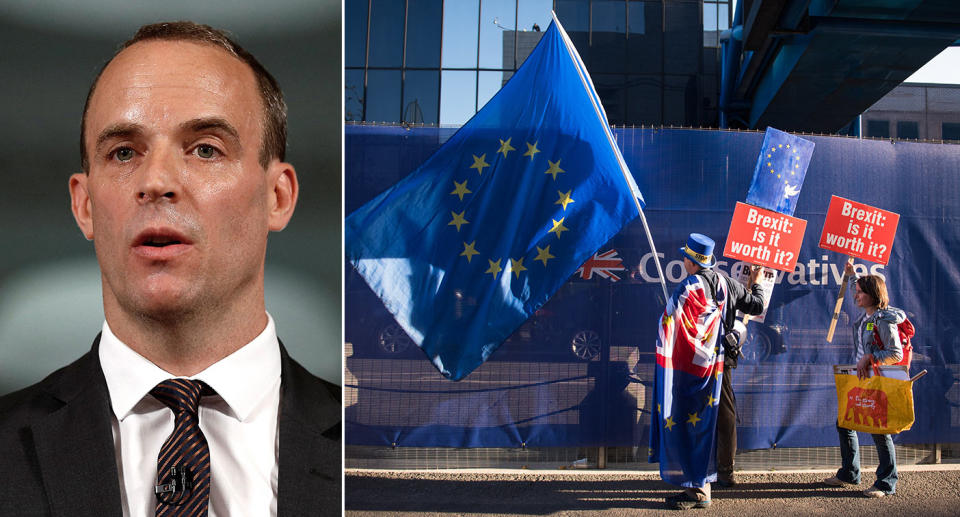 Dominic Raab will deliver a tough message from the Conservatives on Brexit in his speech at the Tory Conference on Monday. (PA)