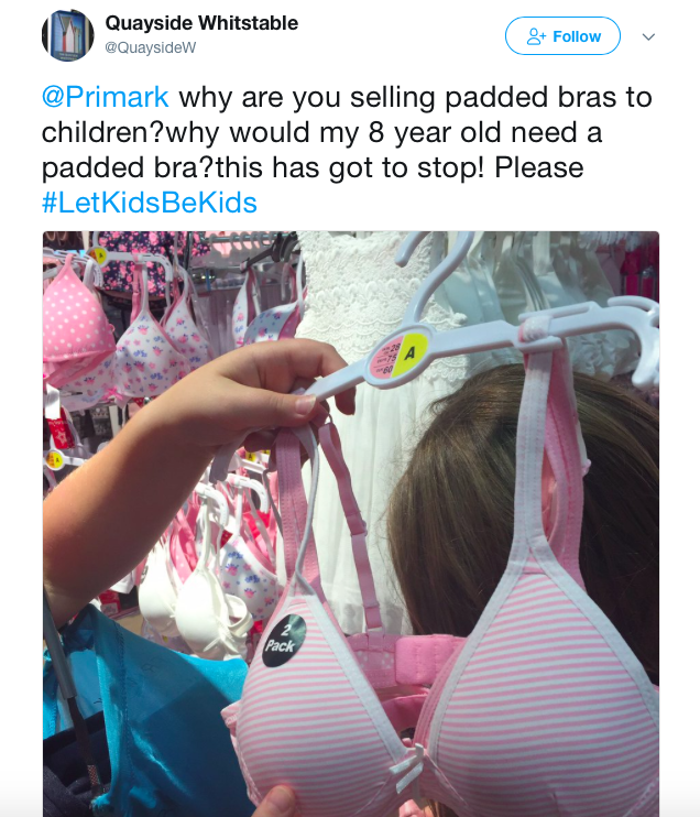 Primark accused of 'sexualisation' for selling padded bras for girls as  young as seven