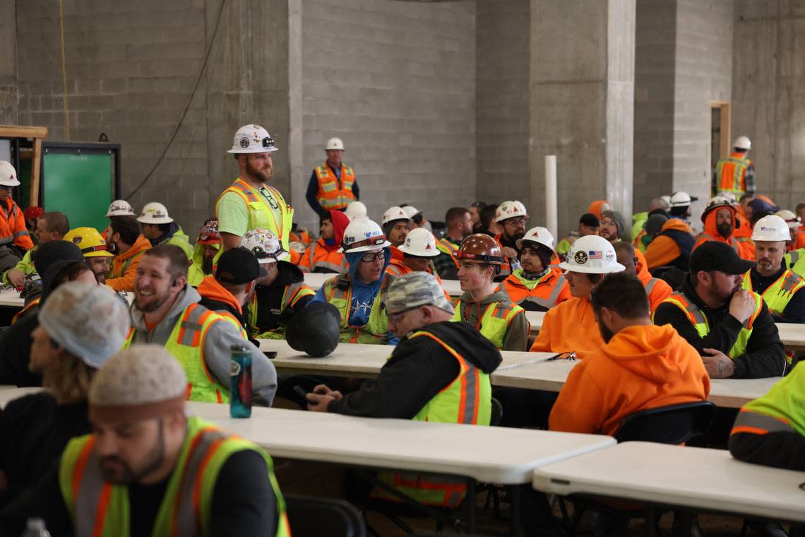 Idaho Department of Labor economist Jan Roeser said construction workers, such as these workers assigned to the 26-story Arthur apartment building going up in downtown Boise, are in an industry that saw among the largest hourly wage gains in Idaho in 2023. Courtesy of Oppenheimer Development Corp.