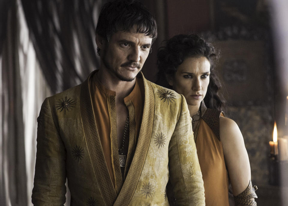 <p>Pascal (with Indira Varma) had a short but unforgettable turn as bold prince Oberyn Martell. </p>