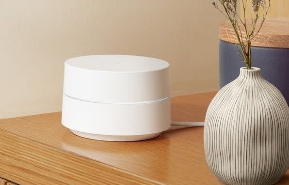 A white router on a table