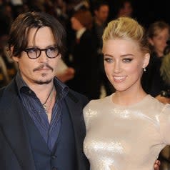 Johnny Depp and Amber Heard attend the premiere of 