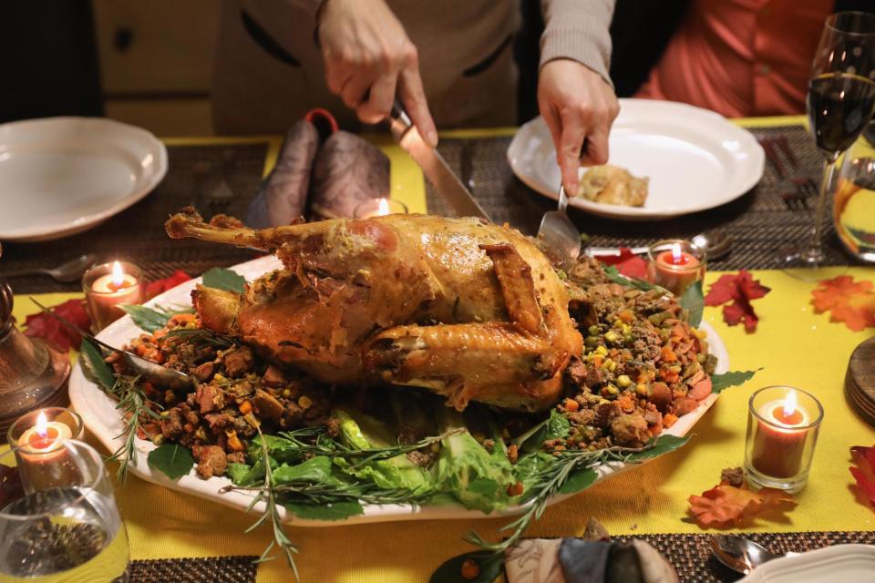 The Pilgrims and the Wampanoag Native American tribe celebrated harvest with a great communal feast in 1621 (Getty)