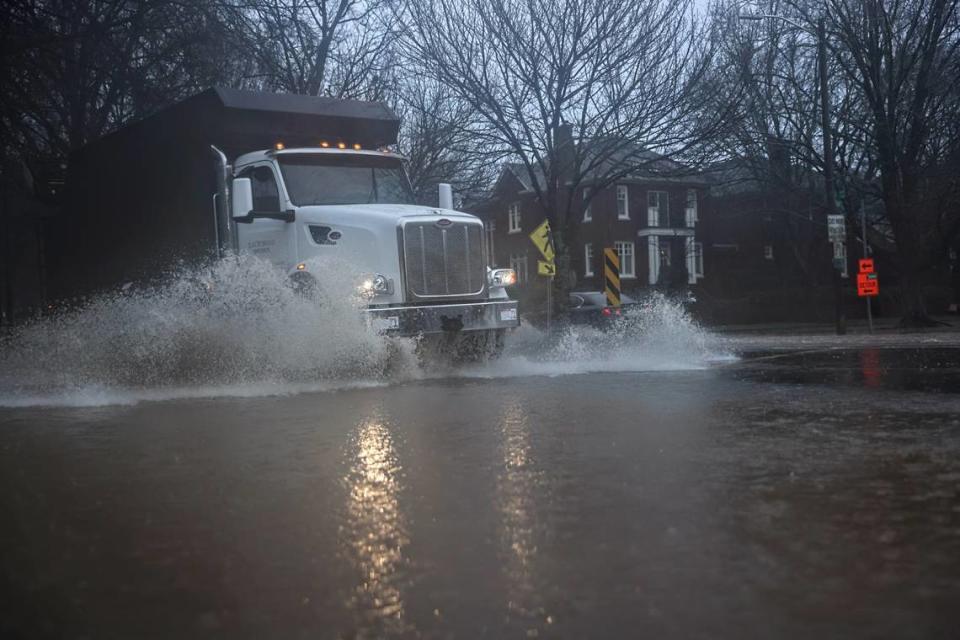 Heavy rain, flooding streets and a tornadoes warning issued for Charlotte on Tuesday, Jan. 09, 2023 as the storm system moves across Charlotte.