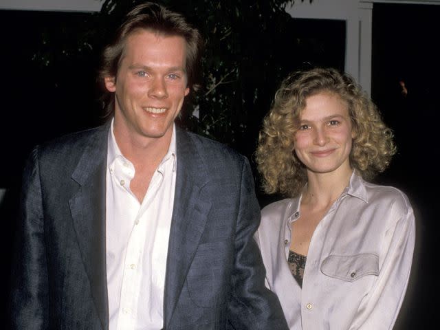 <p>Ron Galella/Ron Galella Collection/Getty</p> Kevin Bacon and Kyra Sedgwick attend the 45th Annual Golden Globes in 1988.