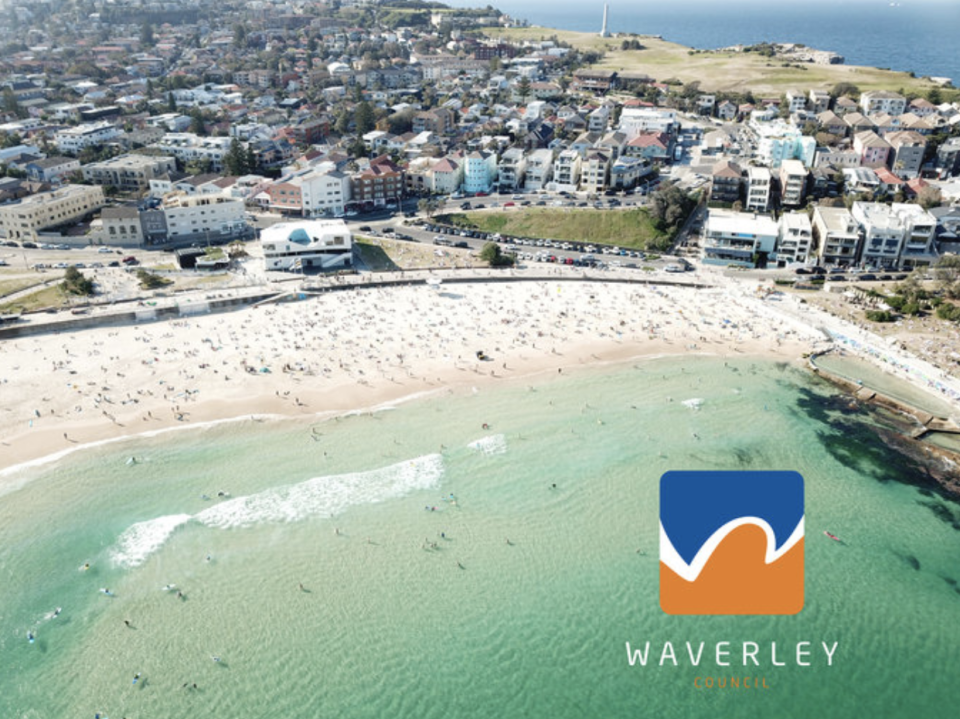 Drone footage of Bondi Beach shows people were adhering to social distancing measures on Sunday. Source: Waverley Council