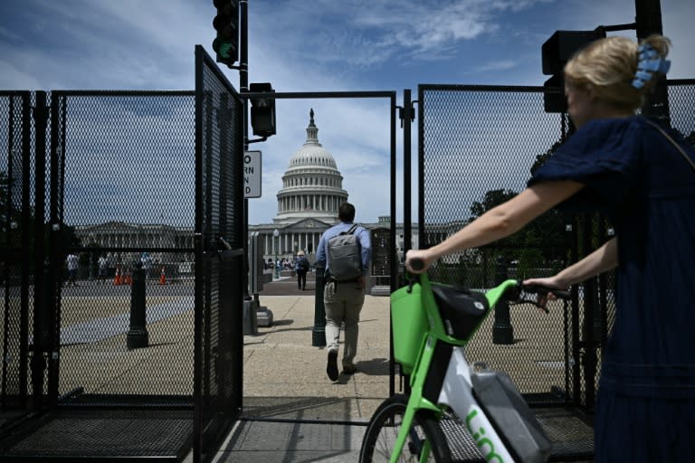 Las autoridades estadounidenses refuerzan la seguridad en la capital, Washington, el 23 de julio de 2024, un día antes del discurso del primer ministro de Israel, Benjamin Netanyahu, en el Congreso (Brendan Smialowski)