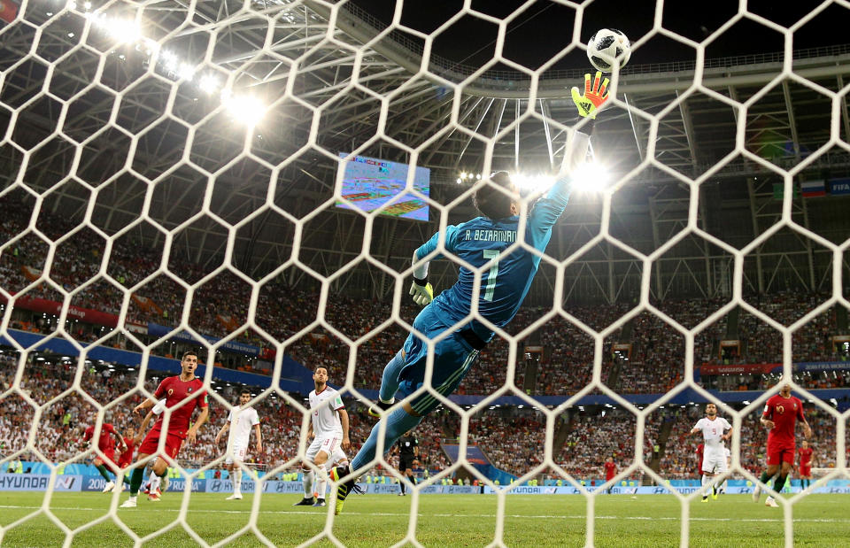 <p>Quaresma hits a beauty to put Portugal a goal ahead </p>