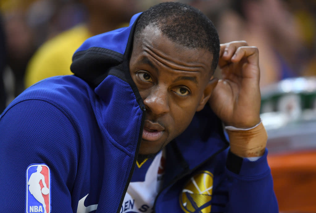 Golden State Warriors forward Andre Iguodala will miss Game 1 of the NBA Finals. (Getty Images)