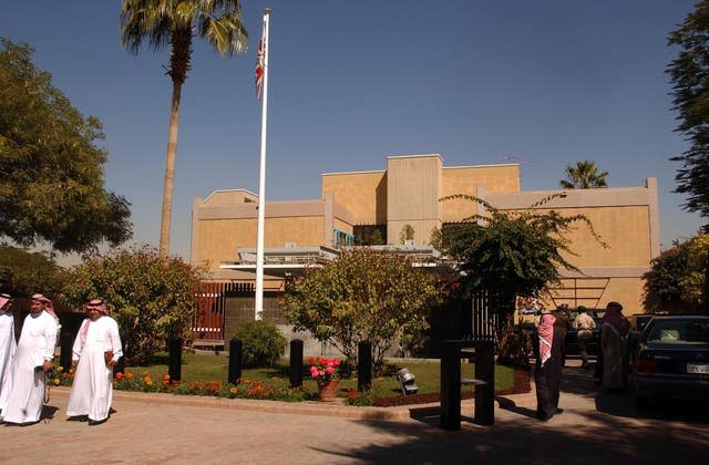 The front entrance of the British Ambassador’s residence, at Riyadh in Saudi Arabia (John Stillwell/PA)