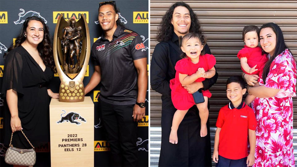 Jarome Luai, pictured here with his young family. 