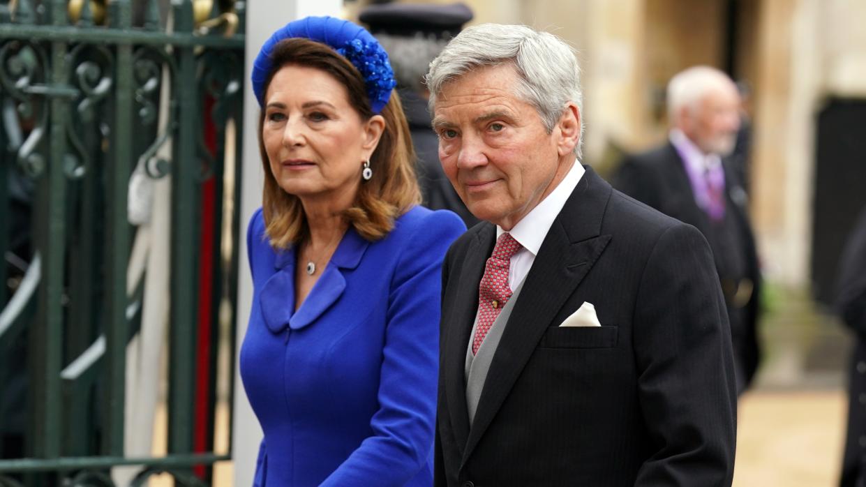  Michael Middleton and Carole Middleton arrive at the coronation in 2023. 