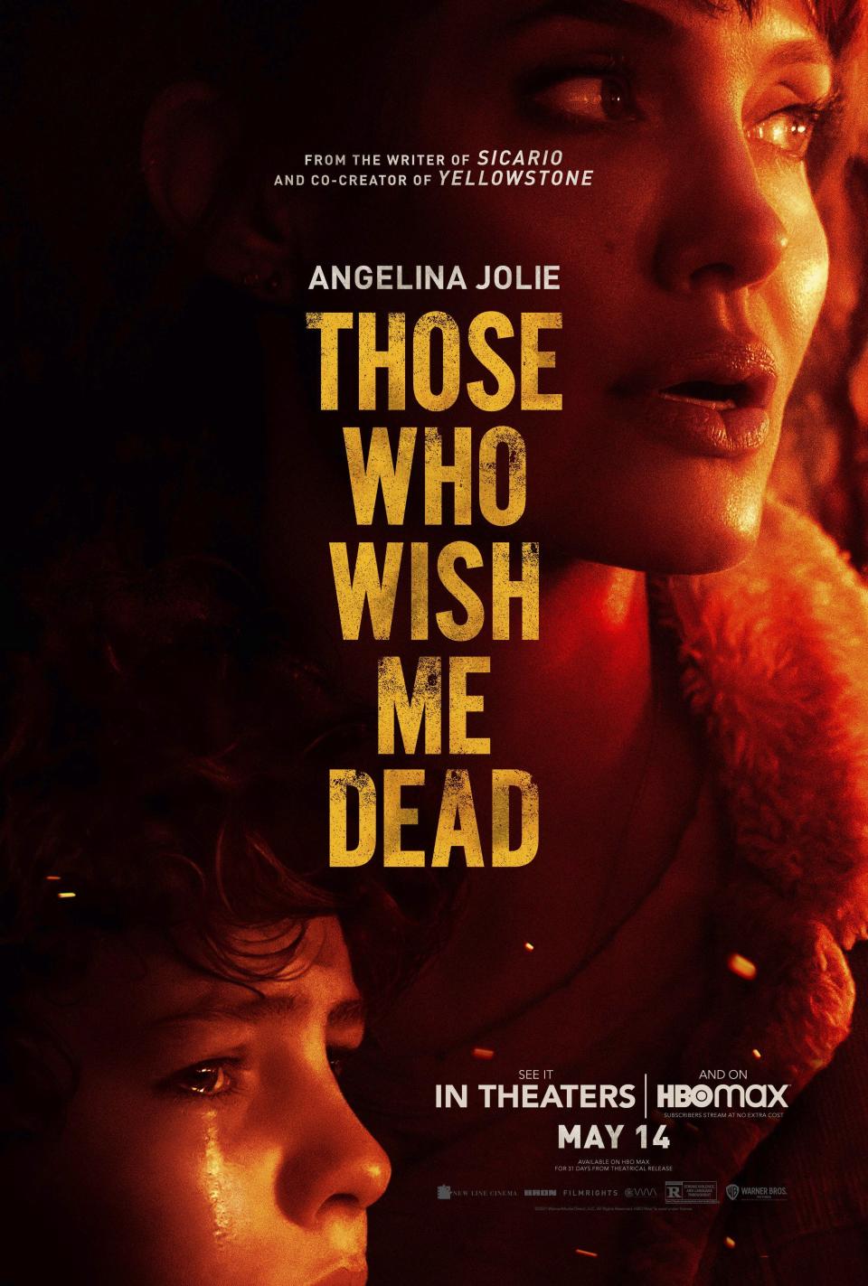 This image released by Warner Bros. Pictures shows promotional art for "Those Who Wish Me Dead," a film starring Angelina Jolie, premieres in theaters and on HBO Max on May 14. (Warner Bros. Pictures via AP)