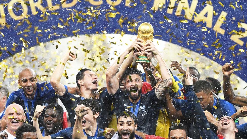 France celebrate wining the 2018 FIFA World Cup.