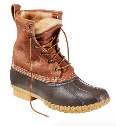 A pair of shearling-lined insulated Bean boots