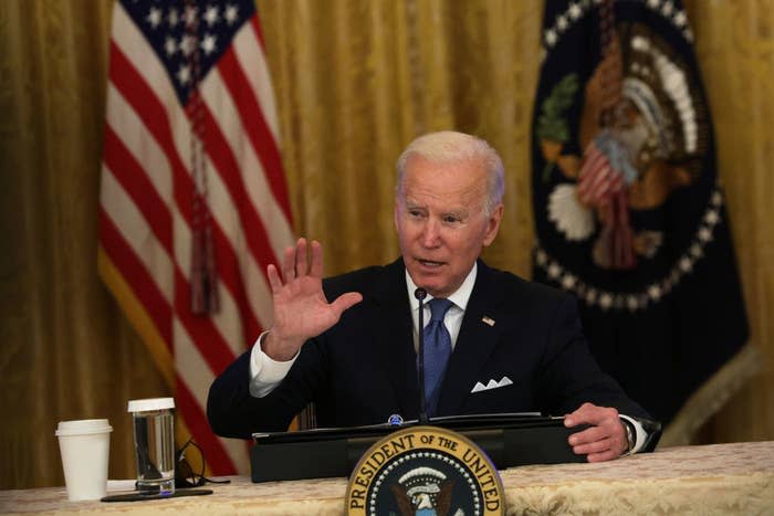 It is unclear if Biden knew the microphone could pick up his whispered swear.