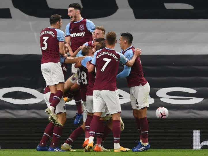 West Ham celebrate their late equaliser (Getty Images)