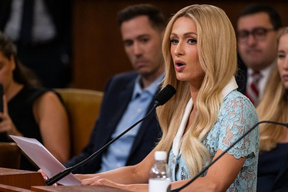 Paris Hilton, testifying to Congress on Wednesday, is calling on federal lawmakers to improve protections for children in residential facilities (Getty Images)