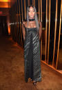 <p>Naomi Campbell wore a sheer black gown to attend the V Magazine dinner.</p>