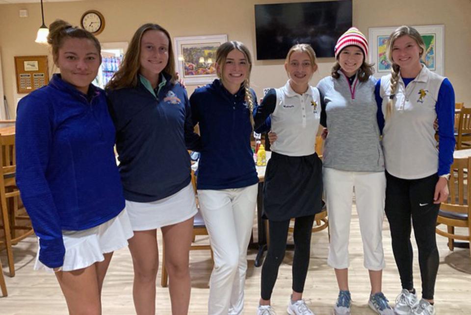2022-23 Charlotte County ALL-COUNTY Girls Golf Team, from left, 1st- Sophia Stiwich (LBHS), 2nd- Haley Hall (LBHS), 3rd- Madison Hanson (LBHS), 4th- Makayla Chupka (CHS), 5th- Rachel Gillis (LBHS), 6th- Lela Evett (CHS)