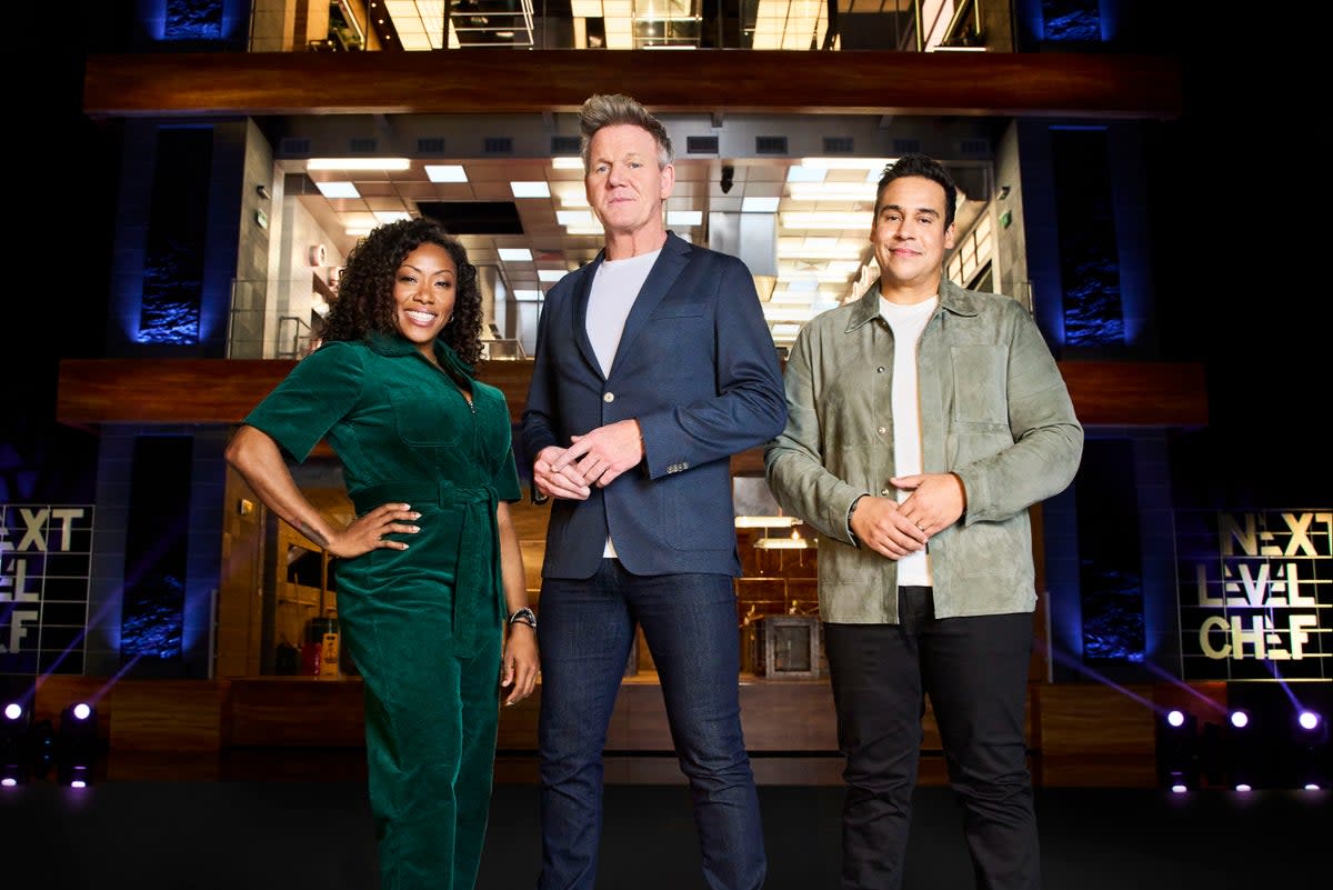 Three’s the magic number: Gordon Ramsay with fellow judges Nyesha Arrington and Paul Ainsworth  (ITV)