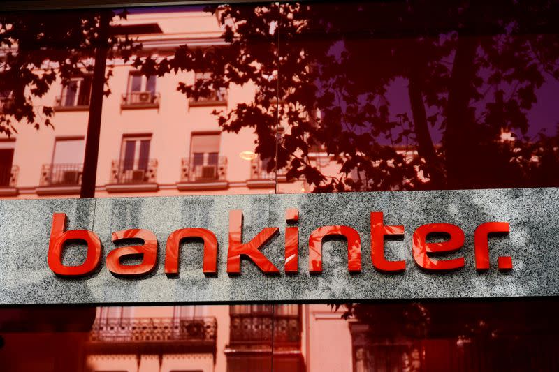 Bankinter bank's is seen in Madrid