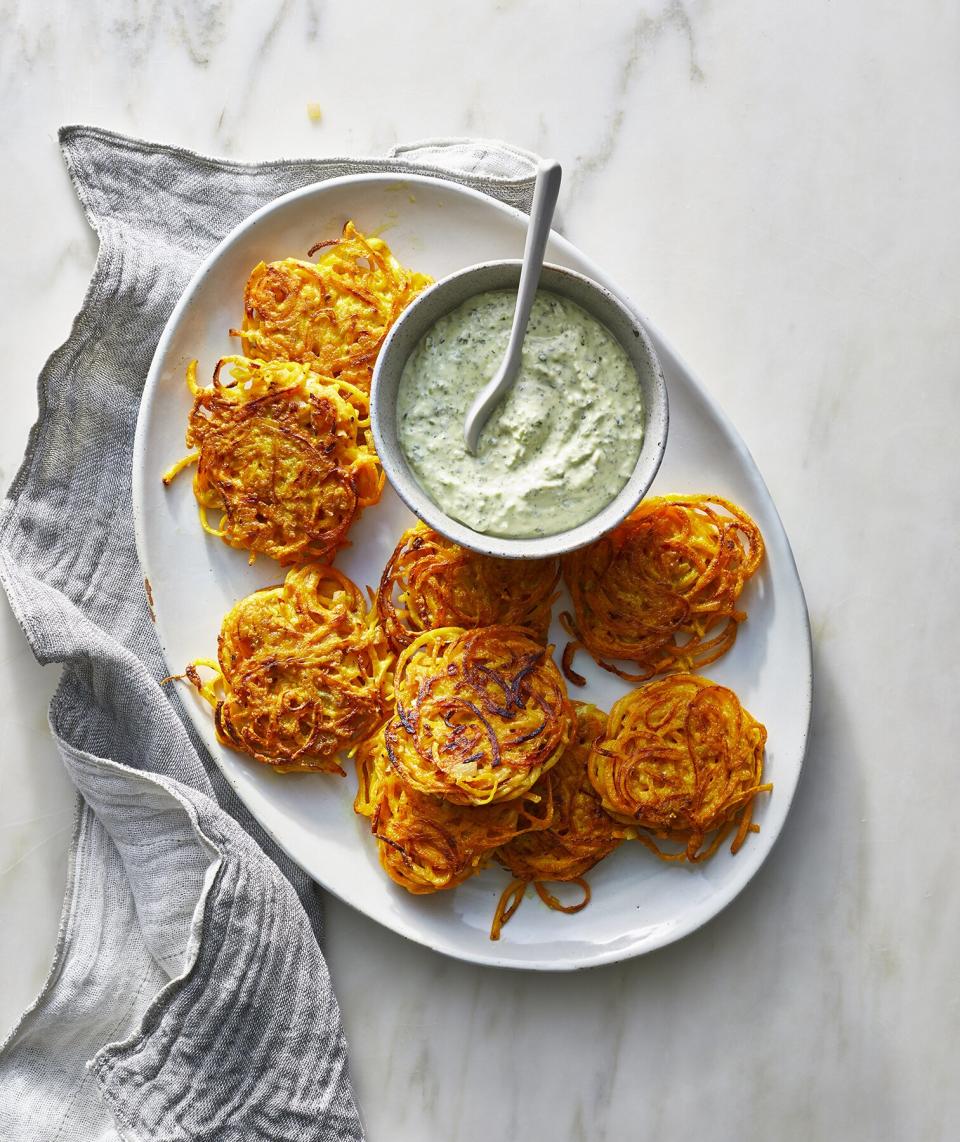 Butternut Squash Fritters With Cilantro Yogurt