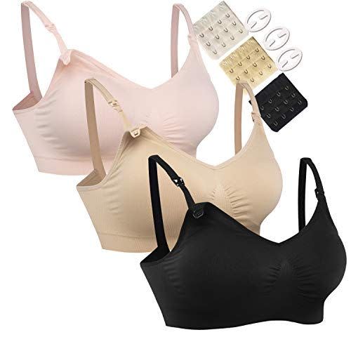 2) HOFISH Lightly Padded Wirefree Maternity Bra 3-Pack