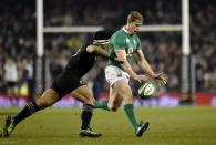 Britain Rugby Union - Ireland v New Zealand - 2016 Guinness Series - Aviva Stadium, Dublin, Republic of Ireland - 19/11/16 Ireland's Andrew Trimble in action with New Zealand's Malakai Fekitoa Reuters / Clodagh Kilcoyne Livepic