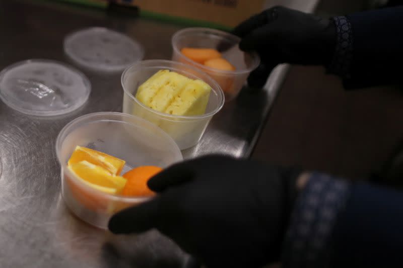 California produces meals for delivery to at-risk seniors during the global outbreak of the coronavirus disease (COVID-19)