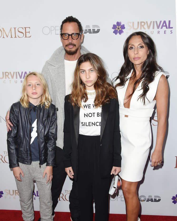 Chris Cornell and family attend the New York Screening of “The Promise” at The Paris Theatre on April 18, 2017 in New York City. (Photo by Nicholas Hunt/Getty Images)