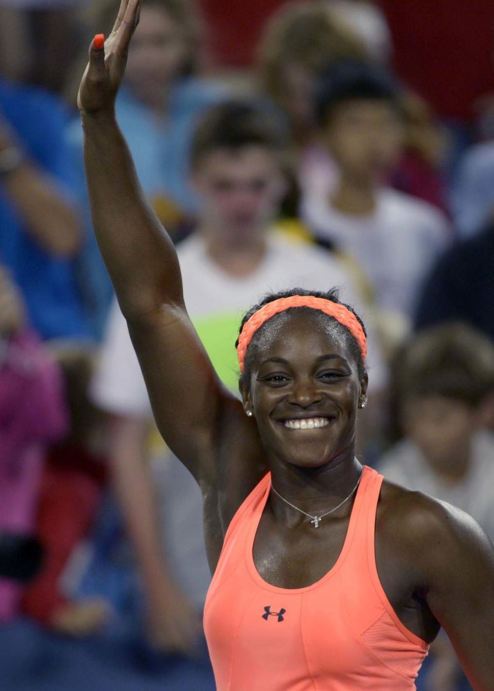 Sloane Stephens, from the United States, upset third seed Maria Sharapova, from Russia in a match at the Western & Southern Open tennis tournament, Tuesday, August 13, 2013, in Mason, Ohio. (AP Photo/Michael E. Keating)